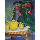 •ULA PAINE (1909-2001) THE YELLOW TEA SET Signed, oil on canvas 45 x 35cm. ++ Good condition