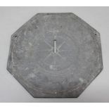 GEORGE III SLATE SUNDIAL, inscribed James Walsh, Sculpsit, of octagonal form with a central compass,