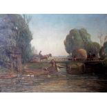 NEVISON ARTHUR LORAINE (1863-1934) ON THE WAVENEY Signed, also signed and inscribed with title on