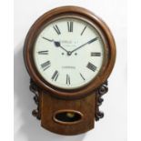 OAK DROP DIAL WALL CLOCK, the 12 1/2" enamelled dial inscribed Russells Ltd/18 Church Street/