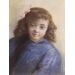 SIR ROBERT PONSONBY STAPLES, Bt. (1853-1943) BELFAST INTEREST: PORTRAIT STUDY OF A GIRL IN A BLUE