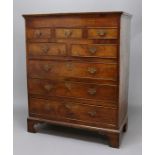 OAK AND ELM TALLBOY, late 18th or early 19th century, the rectangular top with later lidded recess