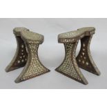 PAIR OF OTTOMAN WOOD STILT SHOES, or hammam clogs, (qabqab), 18th or 19th century, inlaid with
