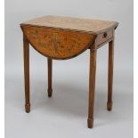 REGENCY STYLE SATINWOOD AND INLAID PEMBROKE TABLE, the oval top with a central patera surrounded