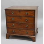 GEORGE III MAHOGANY BACHELORS CHEST, of four long drawers with brass ring handles, height 79cm,