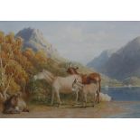 ROBERT HILLS (1769-1844) and GEORGE FENNEL ROBSON , RWS (1788-1833) DONKEYS IN A MOUNTAINOUS