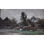 KARL STUHLMULLER (1859-1930) A FARMERS' MARKET Signed and inscribed indistinctly (Munchen ?), oil on