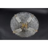 LALIQUE PLAFONNIER - CHARMES a clear and frosted glass shade moulded with leaves, Model no 2458 in