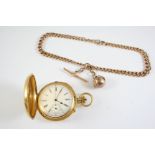 AN 18CT GOLD MINUTE REPEATING CHRONOGRAPH FULL HUNTING CASED POCKET WATCH the white enamel dial with