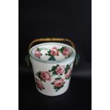 WEMYSS SLOP BUCKET a large Wemyss slop bucket, painted with Cabbage Roses to the exterior and lid.