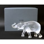 LALIQUE - LARGE SUMATRA ELEPHANT a large crystal glass sculpture of a Sumatra Elephant, with trunk