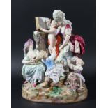 LARGE MEISSEN GROUP, late 19th century, modelled as a lady surrounded by five girls and younger