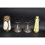 PAIR OF BRETBY ARTS & CRAFTS VASES a pair of metal effect vases with handles to each side and