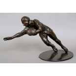 SARA INGLEBY-MACKENZIE - BRONZE SCULPTURE OF A RUGBY PLAYER a large bronze figure of a Rugby player,