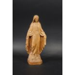 CARVED RELIGIOUS FIGURE - ANTON DAPRE, 1934 a carved wooden sculpture of the Virgin Mary, signed