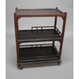 NAVAL INTEREST - TEAK SERVING TROLLEY, H.M.S BRITANNIA an interesting teak 3 tier trolly with open