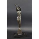 CONTEMPORARY BRONZE SCULPTURE OF A LADY - F T HASWELL an Egyptian style bronze figure of a lady,