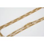 A 22CT GOLD CHAIN NECKLACE formed with long and short curb links, 55.5cm long, 16 grams