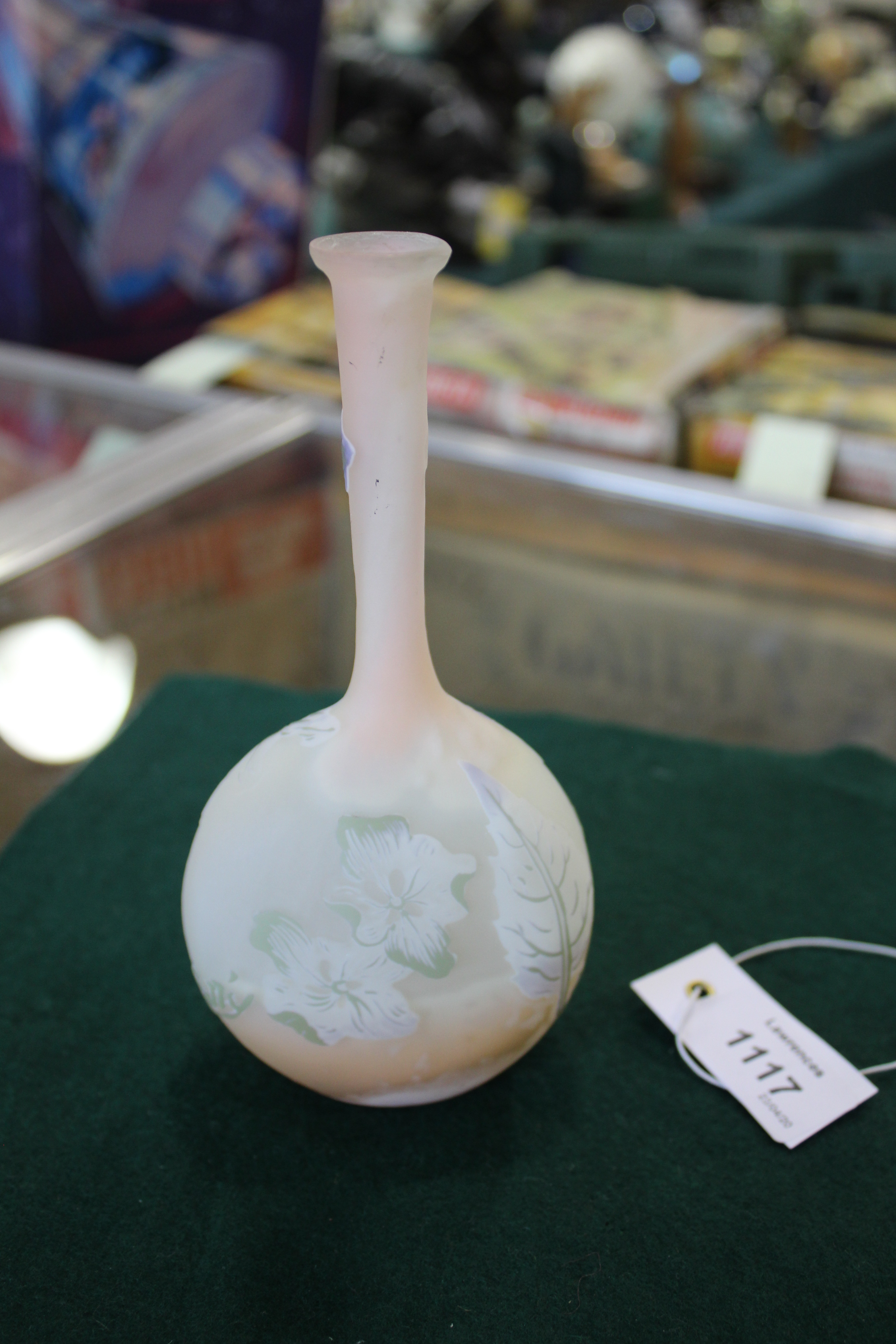 GALLE CAMEO GLASS VASE a small bottled shaped vase with a flattened circular body and slender - Image 4 of 14