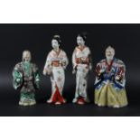 COLLECTION OF FOUR JAPANESE KUTANI PORCELAIN FIGURES, late 19th or 20th century, of two geishas