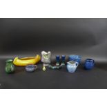 COLLECTION OF BRANNAM POTTERY a large group of Brannam Pottery including an Owl Jug, Coronation of