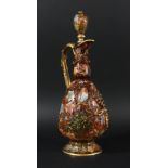 MOSER AMBERINA GLASS EWER OR PITCHER AND STOPPER, late 19th century, the ovoid body graduating