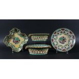 SPODE PEARLWARE PART DESSERT SERVICE, circa 1820, underglaze blue and enamelled red and green with