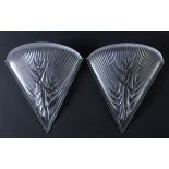 LARGE PAIR OF LALIQUE WALL SCONCES - HELICONIA a pair of large frosted glass sconces in the