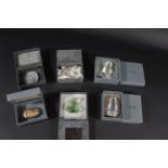 LALIQUE ANIMALS 6 boxed items including 2 crystal glass Frog's, Scarab Beetle, brooch in the form of