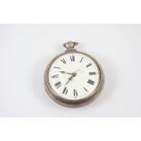 A SILVER PAIR CASED VERGE POCKET WATCH the white enamel dial with Roman numerals, hallmarked for