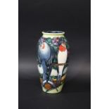 MOORCROFT VASE - SWALLOWS a modern limited edition Moorcroft vase in the Swallows design, designed