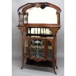 LARGE ART NOUVEAU DISPLAY CABINET in the manner of Shapland & Petter, with a stain glass panel to