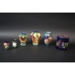 MOORCROFT POTTERY including a small vase in the Staffordshire Gold design (11cms high) designed by