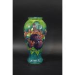 LARGE MOORCROFT VASE - FINCHES GREEN a large vase painted with Finches on a green ground, designed