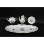 HEREND TEA & COFFEE SERVICE in the Rothschild Bird design, comprising teapot, coffee pot, 6 tea