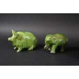 WEMYSS WARE PIG a pottery model of a Pig with a light green glaze, impressed marks Wemyss Ware, R