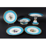 MINTON ORNITHOLOGICAL AND BOTANICAL DESSERT SERVICE, circa 1880, painted with birds, flowers and