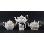 COLLECTION OF ENGLISH PORCELAIN TEAPOTS, 19th century, mainly Spode, Hew Hall and New Hall type,