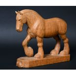 ROBERT THOMPSON OF KILBURN - MOUSEMAN a rare carved oak figure of a Shire Horse with front leg