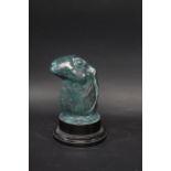 CONTEMPORARY BRONZE - HARE a modern bronze sculpture of a Hare, mounted on a stepped plinth. Signed,