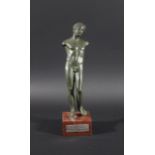 GREEK BRONZE STATUE - NATIONAL BANK OF GREECE, 1966 a classical style bronze statue mounted on a