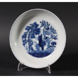 CHINESE BLUE AND WHITE DISH, blue painted with the Three Friends of pine, bamboo and plum blossom, a
