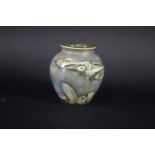 MOORCROFT MINIATURE SALT GLAZED VASE - FISH a miniature salt glazed vase, painted with Fish and