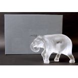 LALIQUE - LARGE SUMATRA ELEPHANT a large crystal glass sculpture of a Sumatra Elephant with trunk