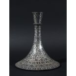 INDIAN BIDRI WARE HOOKAH BASE, probably 19th century, with floral decoration, height 20cm