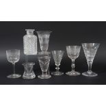 COLLECTION OF DRINKING GLASSES, 18th to 20th century, of various shapes and decoration including
