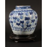 CHINESE BLUE AND WHITE VASE, probably late Ming dynasty, painted with fruit and foliage between