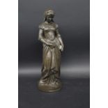 COPELAND PARIAN FIGURE - MARGUERITE a parian figure with a bronze effect finish, designed by Sarah