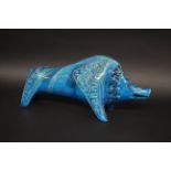 ITALIAN POTTERY BOAR - BITOSSI a large pottery figure of a Boar, with various incised decoration and