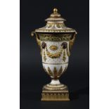 WEDGWOOD NEO-CLASSICAL VASE AND COVER, later 19th century, retailed by Daniells, with bands of